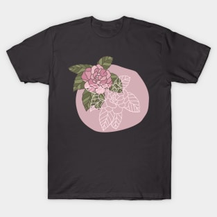 Dusty Pink Rose line art T-Shirt